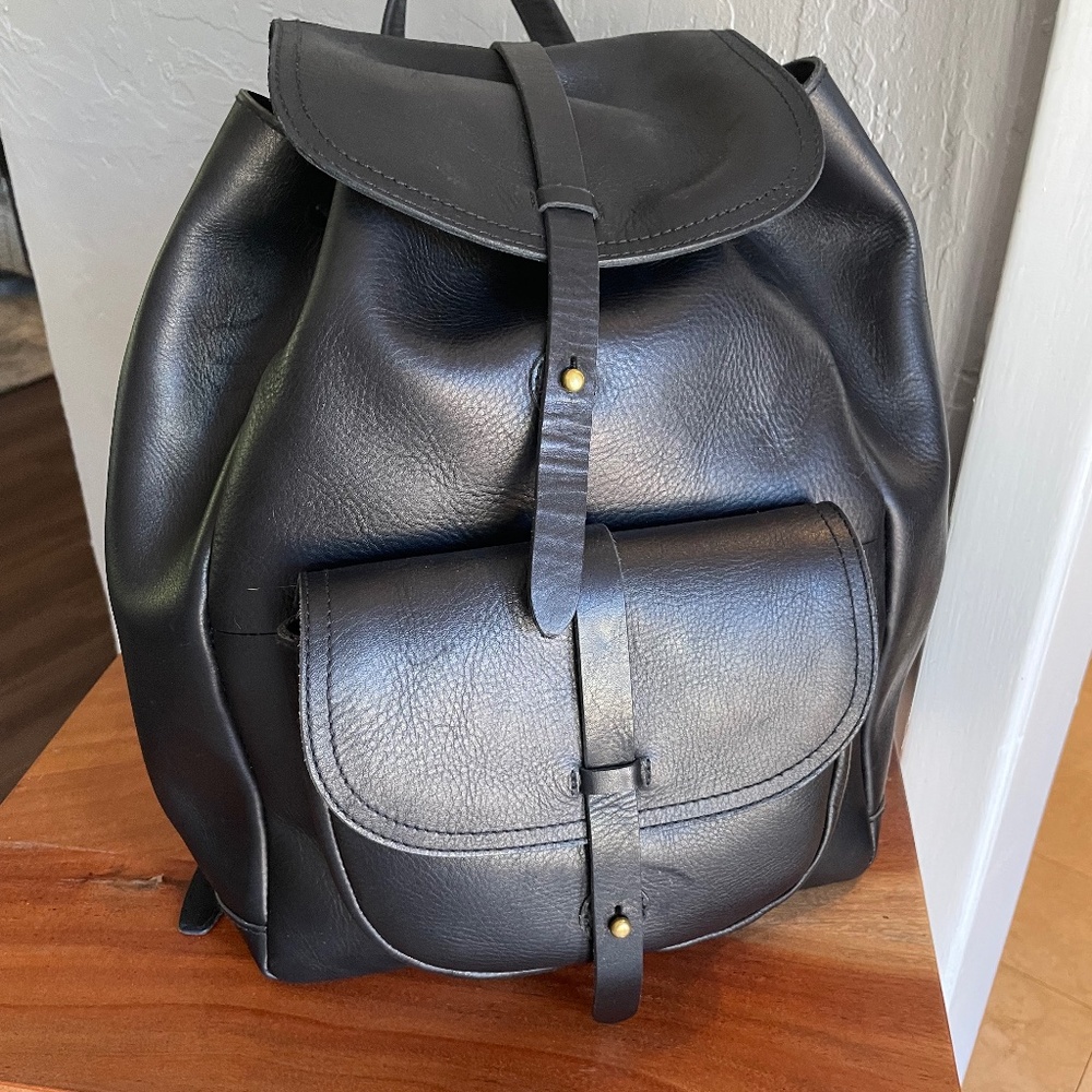 Black Leather Transport Rucksack